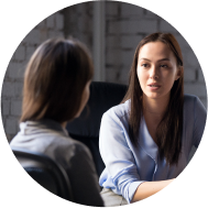 Two people in a meeting